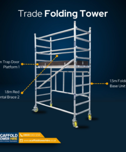 The Trade Folding Tower (Miniscaff) is the ultimate compact scaffold solution, designed for effortless single-person assembly. Perfect for trades like painters, decorators, and electricians, it offers unmatched safety and convenience as an alternative to ladders.